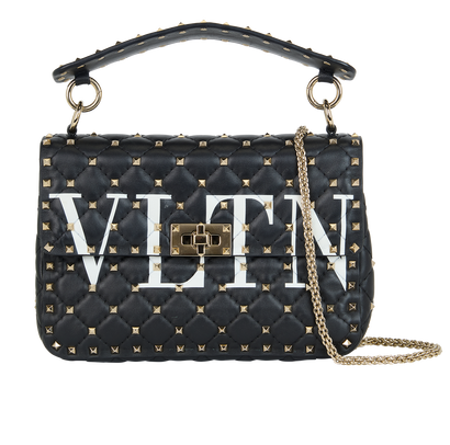 Rockstud Spike VLTN, £1,100, Handbags, Black, Leather, Front view